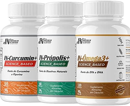 Cúrcuma + Própolis + Ômega3 (300 Cápsulas) Combo PROTECTION Imperium Diet