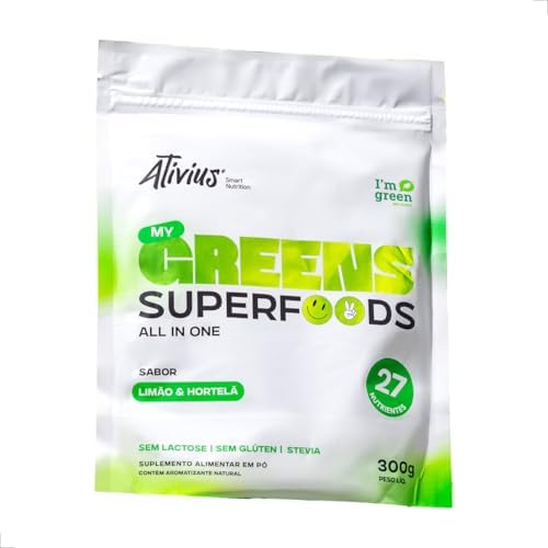 My Greens Ativius Superfoods em Pó Sabor Limão com Hortelã 300g