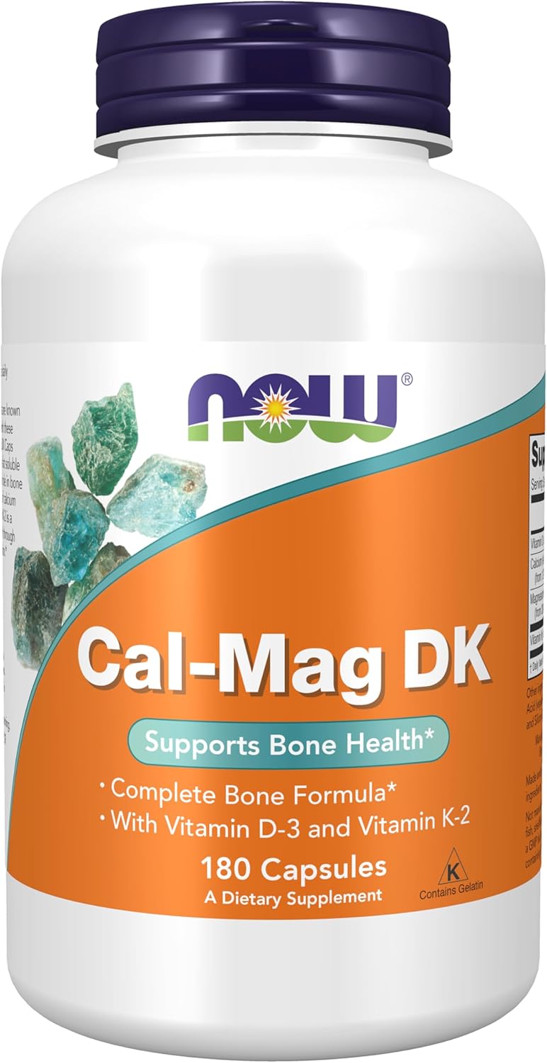 Agora suplementos, Cal-Mag DK com vitamina D-3 e vitamina K-2, suporta saúde óssea *, 180 cápsulas