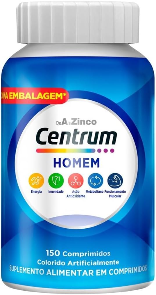Centrum Homem Multivitamínico Adulto com Vitamina D e Vitamina B12, 150 Comprimidos