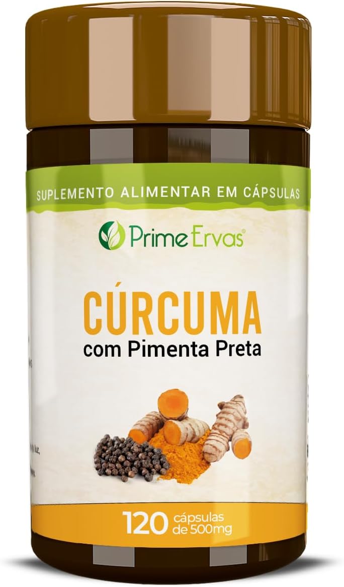 Cúrcuma com Pimenta Preta 120 Cápsulas de 500mg Prime Ervas