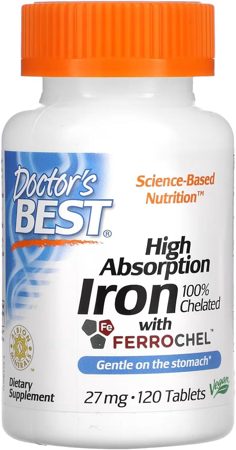 Physician’s Finest Excessive Absorption Iron with Ferrochel, Light on The Abdomen, Immune Well being, Blood Well being, 27 mg