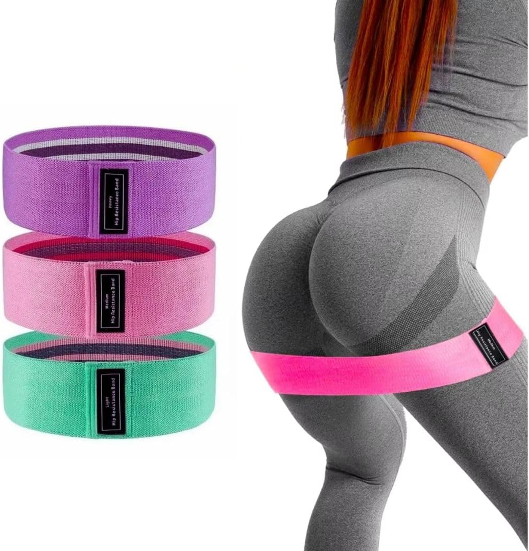 FAIXAS ELÁSTICAS antiderrapantes para exercicio de resistência e alongamento – Perfect para treinamento funcional, pilates, yoga e fisioterapia – Tonifique glúteos, pernas e abdômen [Kit com 3]