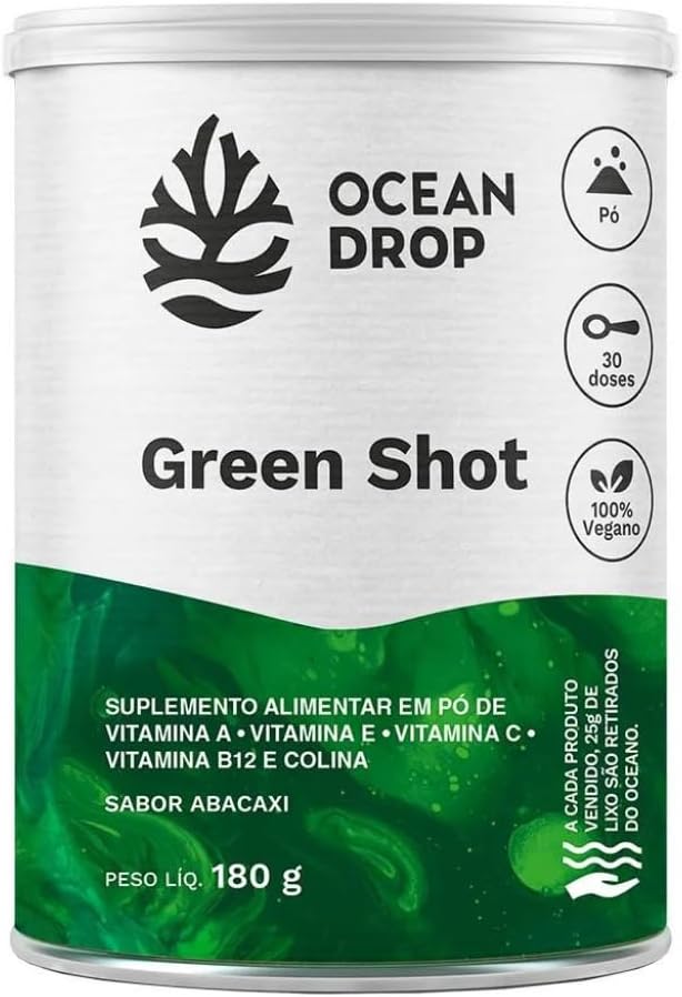 Inexperienced Shot Vitaminas A E B12 Antioxidante Pure Ocean Drop