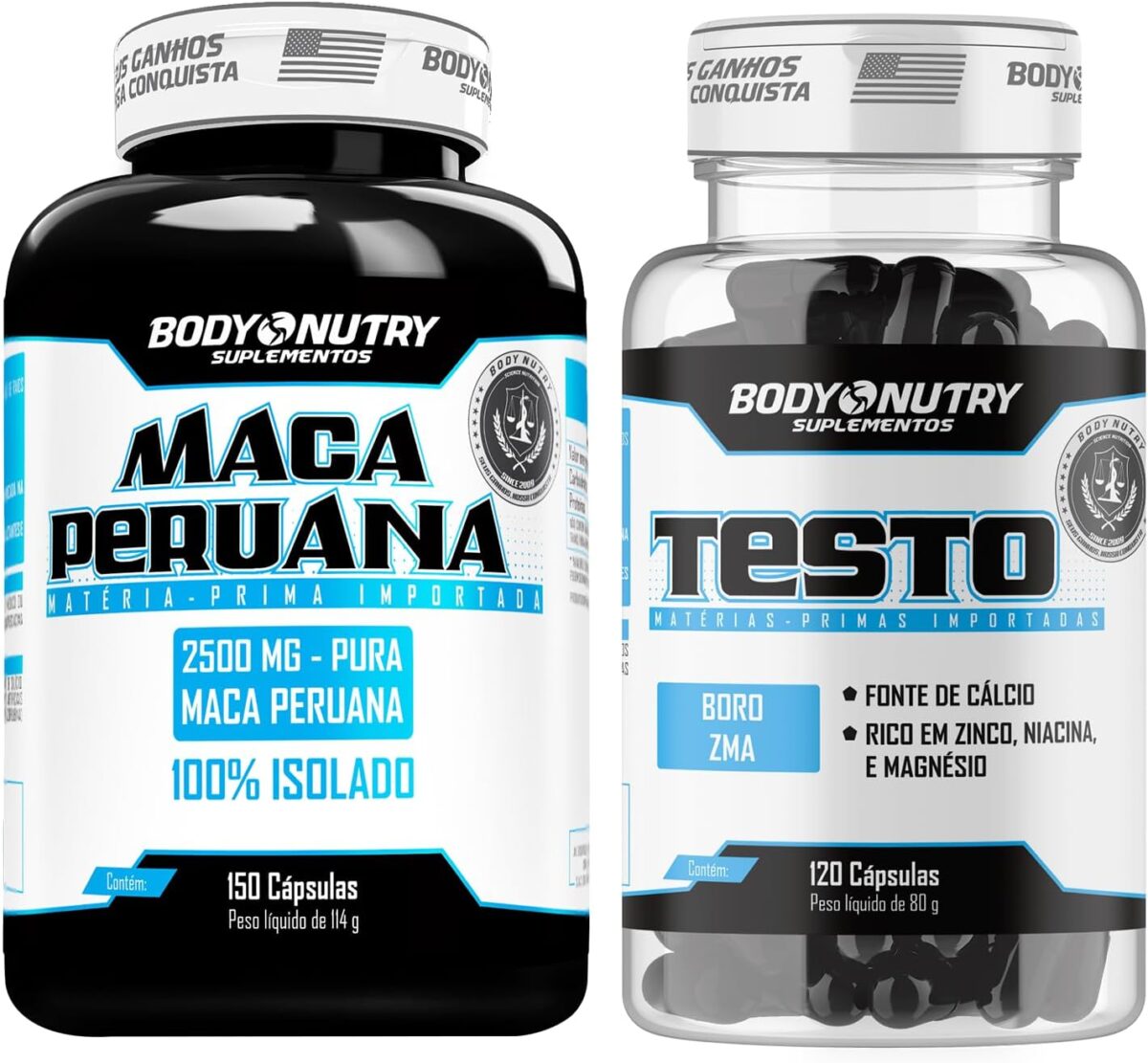Package Maca Peruana Amarela 2500mg 150 Capsulas Sem Gluten + Testo 120 Capsulas Vitaminas e minerais com Boro