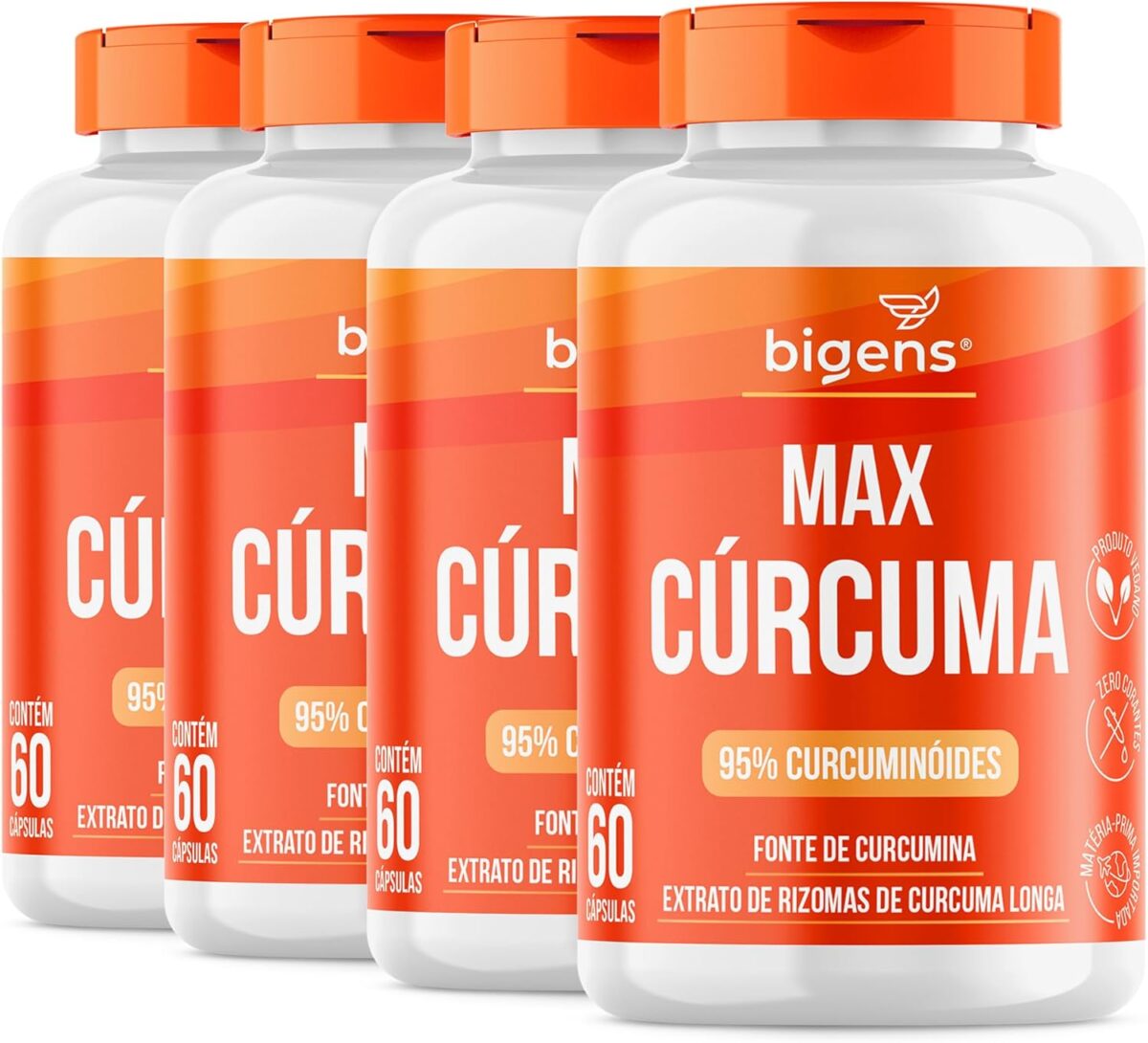 Max Cúrcuma, 95% Curcuminóides, Curcumina, Biogens, Package 4 x 60 Cápsulas