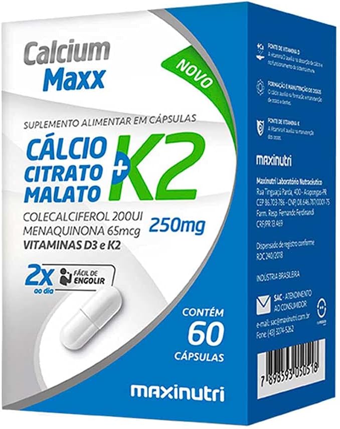 Maxinutri Calcium Maxx - Cálcio Citrato Malato + K2 - 60 Cáps.
