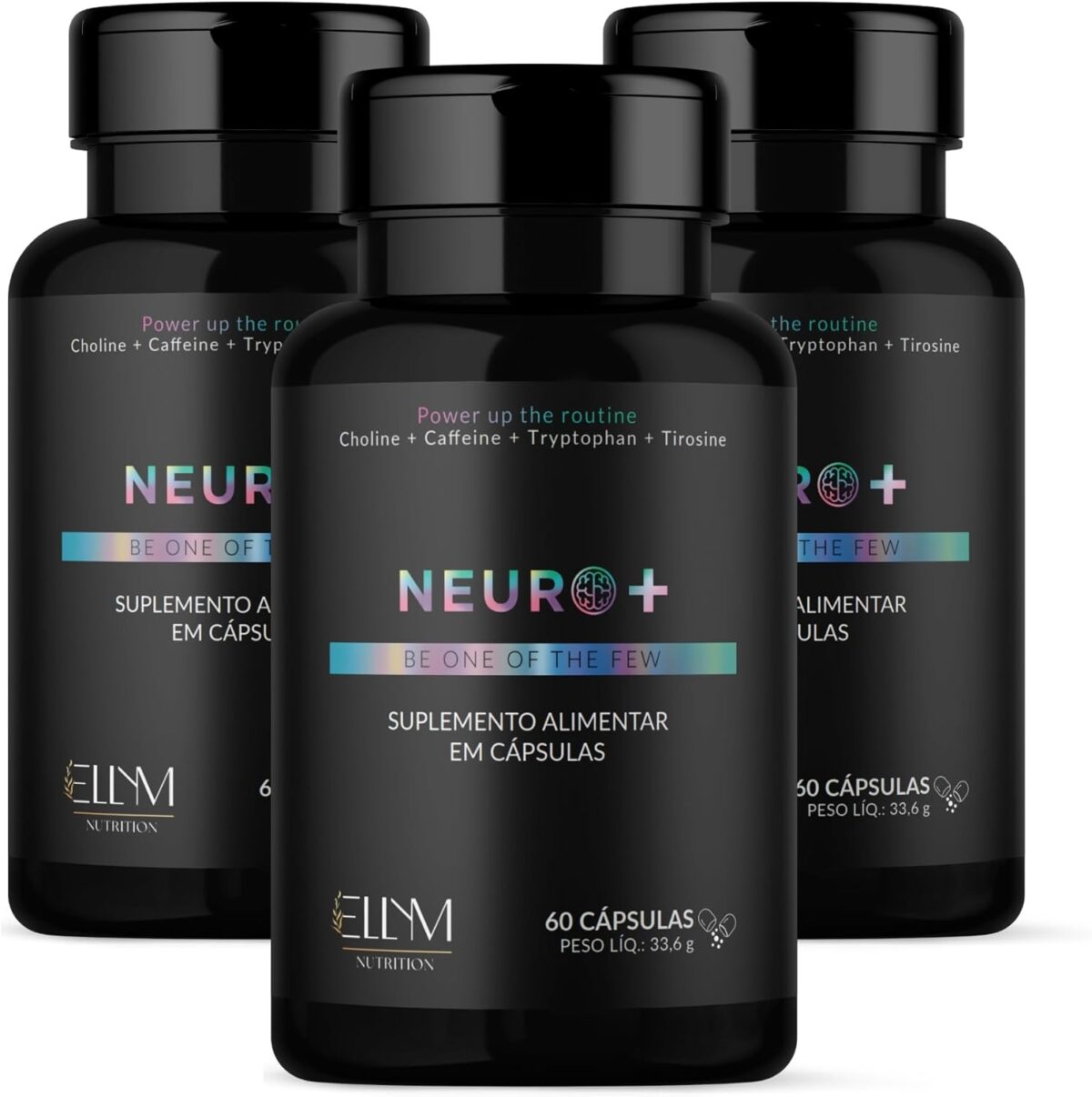 Neuro+ 180 Capsulas ELLYM NUTRITION Nootropicos Multivitaminico Foco Cafeina Magnesio Triptofano Taurina B12 Tirosina Colina