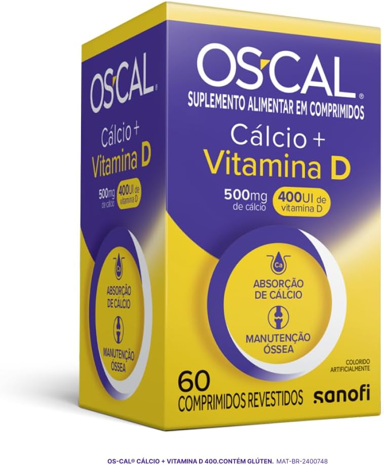 Os-Cal D - Cálcio 500mg + Vitamina D 400UI, 60 comprimidos