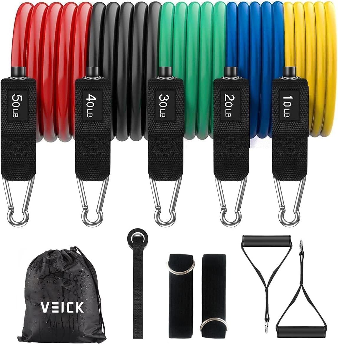 VEICK Bandas de resistência para malhar, faixas de exercícios, faixas de treino, conjunto de faixas de resistência com alças para homens e mulheres, pesos para equipamentos de treinamento de força em casa