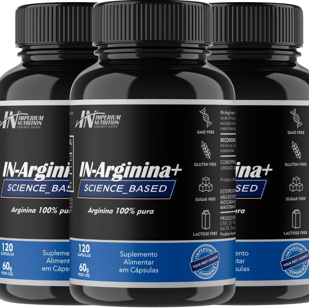 3X Arginina (Vasodilatador 360 Cápsulas) IN-Arginina+ Imperium Diet