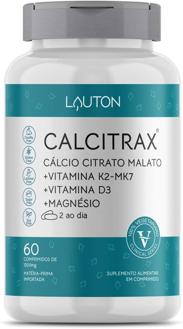 Cálcio Citrato Malato + K2 + D3 + Magnésio - Calcitrax ® 60 Cápsulas - Suplemento para os Ossos
