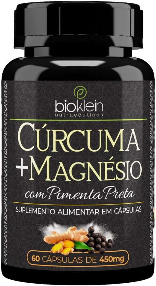 Curcuma + Magnésio puro com Pimenta Preta - Curcumin 60 Cápsulas Bioklein