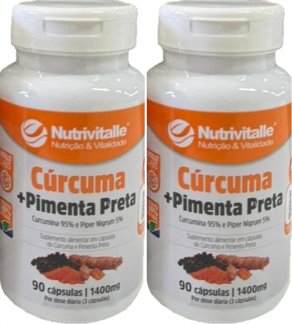 Cúrcuma + Pimenta preta Nutrivitalle 90 Cápsulas Kit 2 Unidades