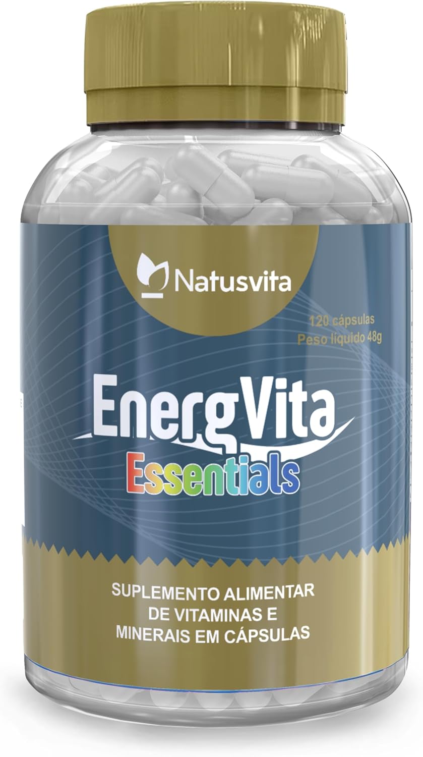 EnergVita. 120 cápsulas. Multivitamínico com Vitaminas Ativas e Minerais Quelatos. Até 5X mais absorção