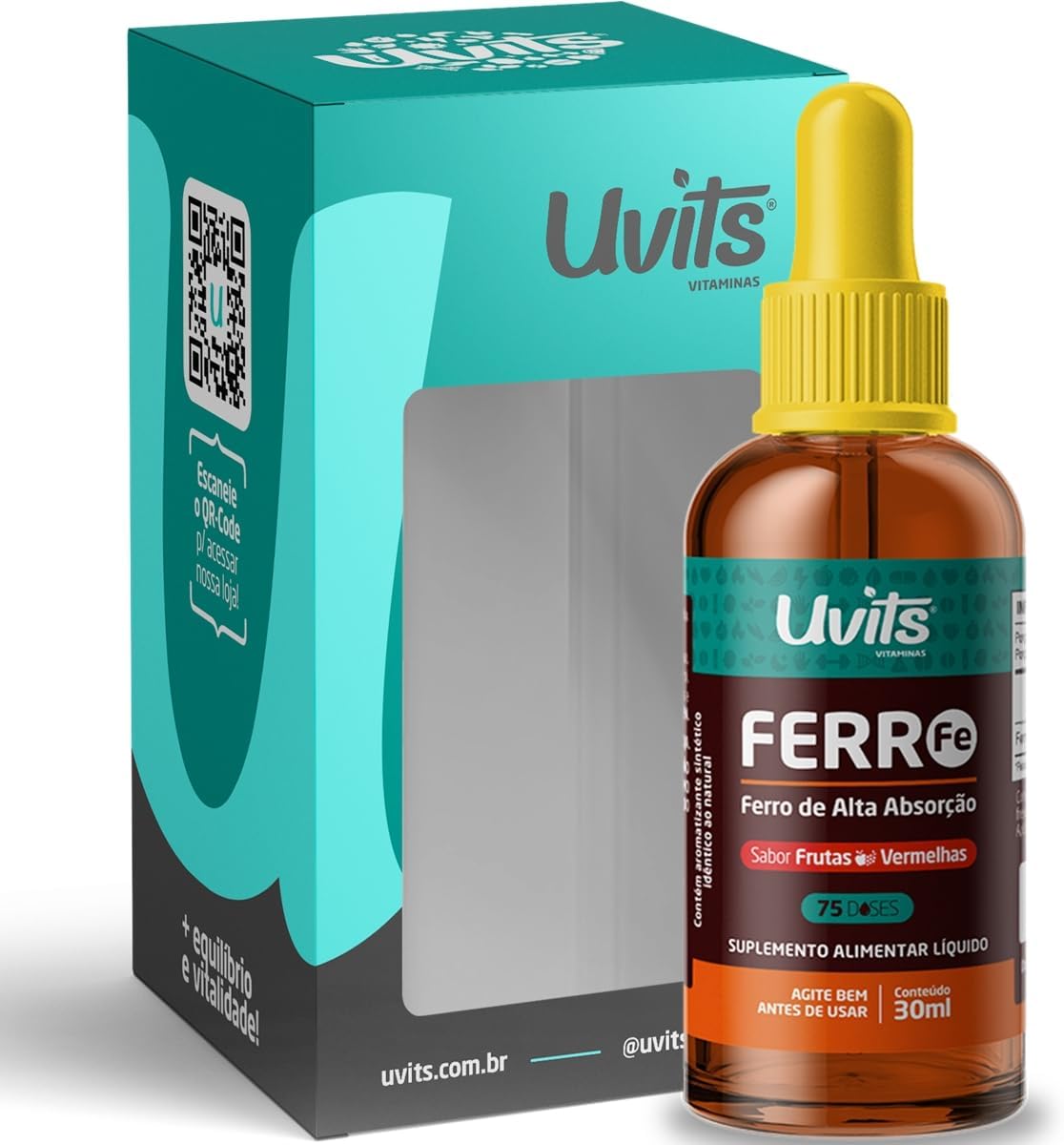 Ferro Bisglicinato Líquido 30 ml Gotas Sublingual - Uvits