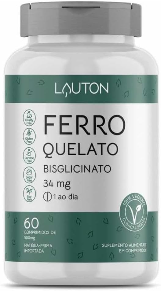 Ferro Quelato Bisglicinato 34mg 60 Capsulas Lauton Nutrition