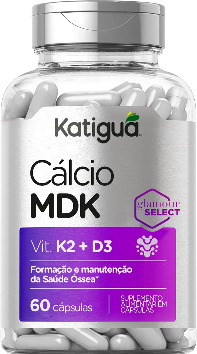 Katiguá, Cálcio MDK, Cálcio, Magnésio & Vitamina D3 e K2, Sem sabor, 60 Cápsulas rígidas • 30 doses, Prata