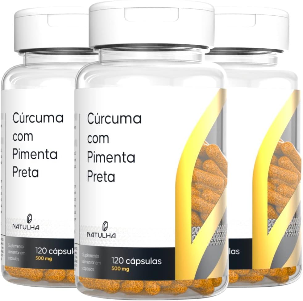 Kit 3x Cúrcuma Longa + Pimenta Preta 120 cápsulas - Natulha