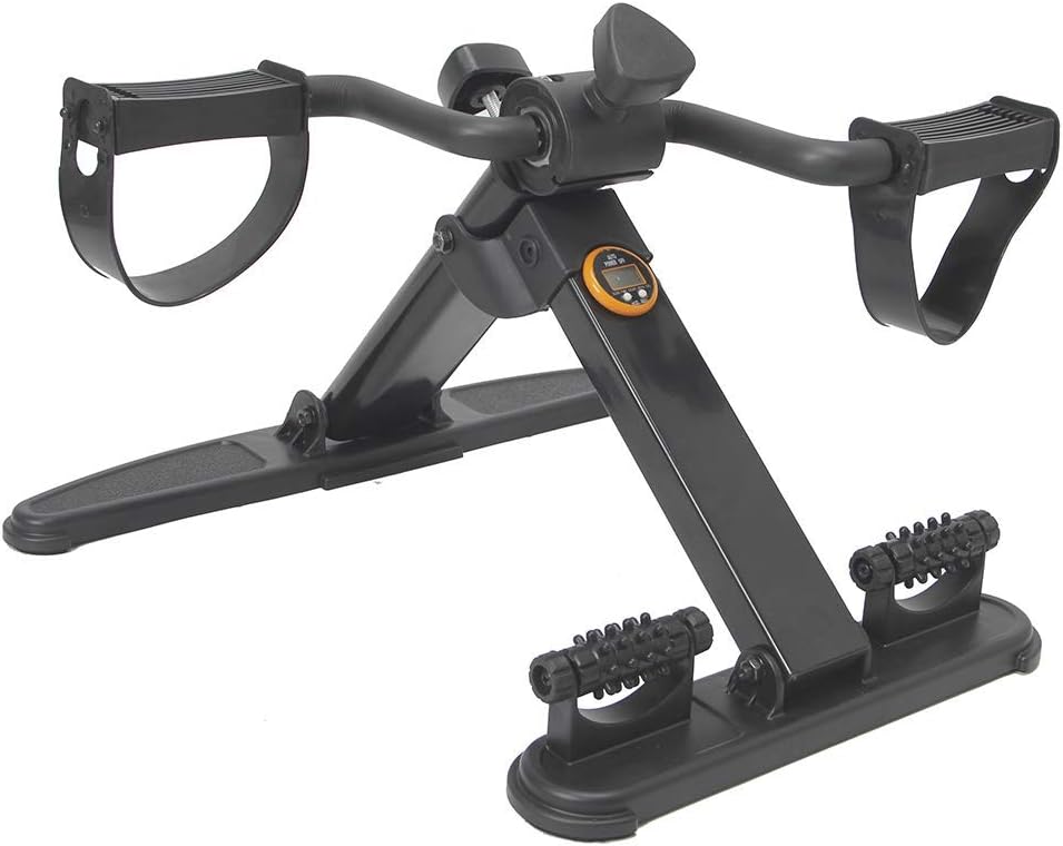 Mini Bike Bicicleta Ergométrica Pedalinho Reabilitação Massageador WCT Health Portátil Dobrável Fisioterapia Idoso Exercícios Braços Pernas Sentado Cor Preto