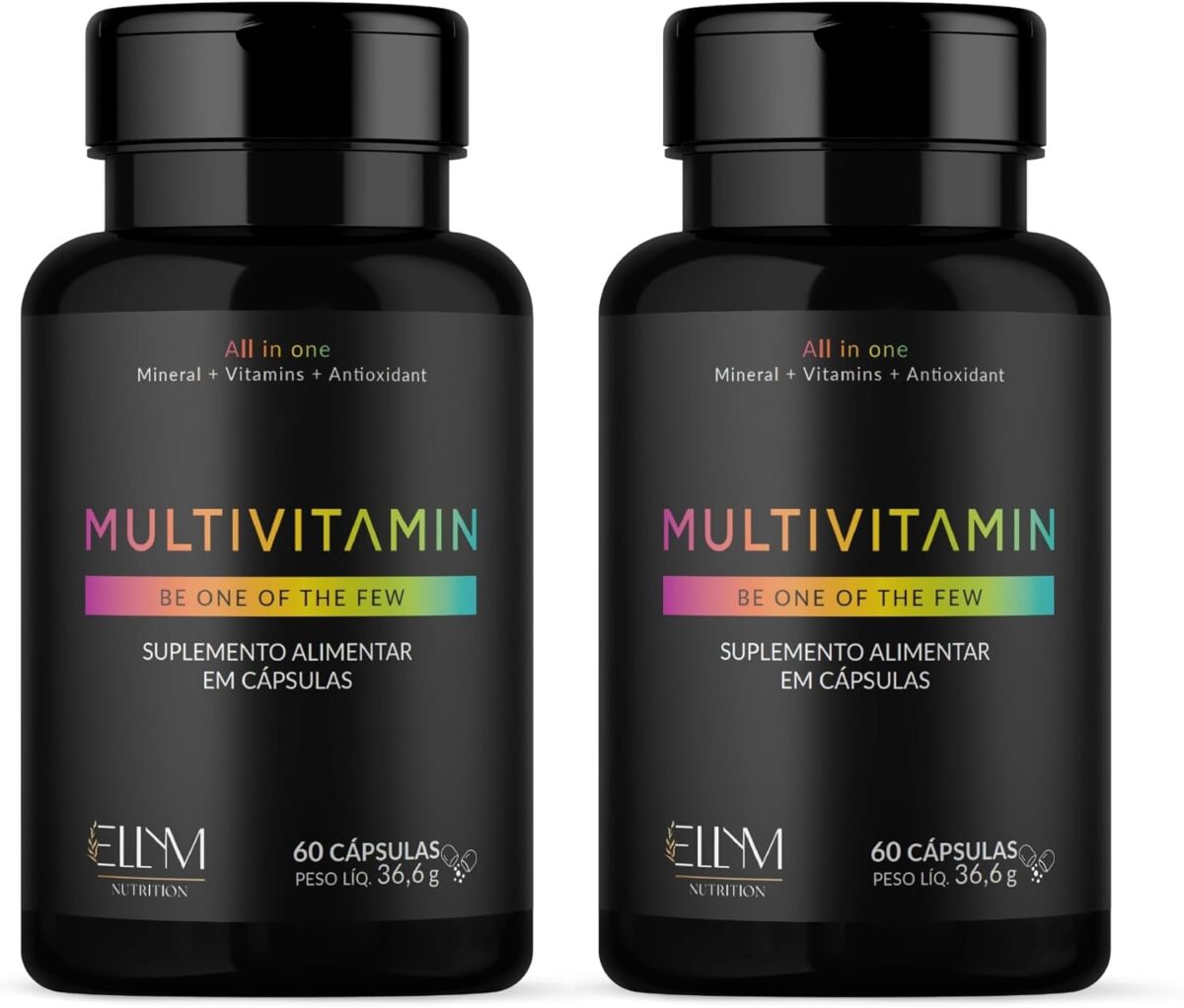 Multivitaminico Completo 120 Capsulas ELLYM NUTRITION Complexo Vitaminico para o Dia a Dia Mulher e Homem Polivitaminico