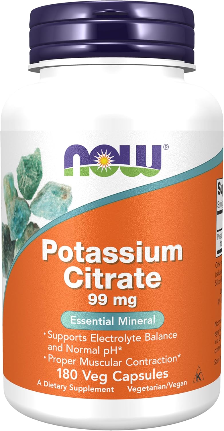 NOW Foods - Citrato de Potássio Mineral Essencial 99 mg. - 180 cápsulas vegetais