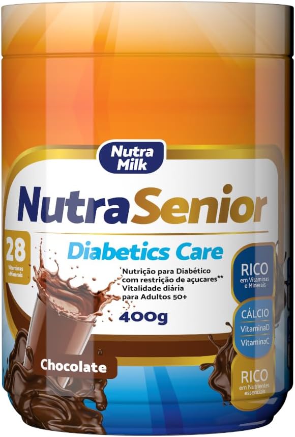 Nutra Senior Adulto 50+ ZERO AÇUCAR Complemento Alimentar 800g - 28 Vitaminas e Minerais (Chocolate)