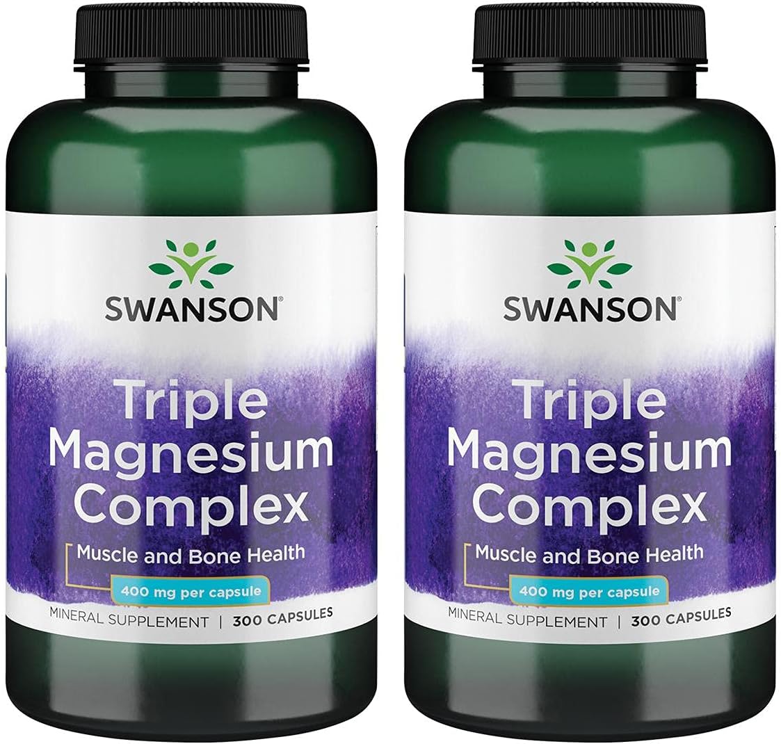 Triple Magnesium Complex - Mineral Supplement - Natural Support - Featuring Citrate, Oxide & Aspartate - (300 Capsules, 400mg Each) 2 Pack