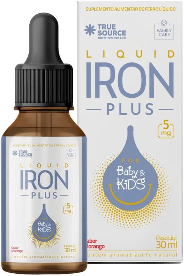 True Supply Líquido de Ferro para Bebês e Crianças 30ml Morango
