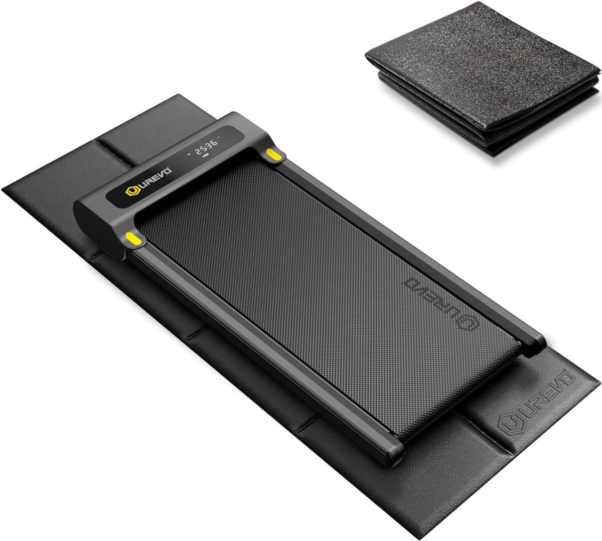 UREVO Foldable Treadmill Mat, Train Bike Mats for Residence Gymnasium Exercise, Waterproof Non-Slip Train Gear Mat Flooring Protector for Indoor Cycles, Rowing Machine, Elliptical