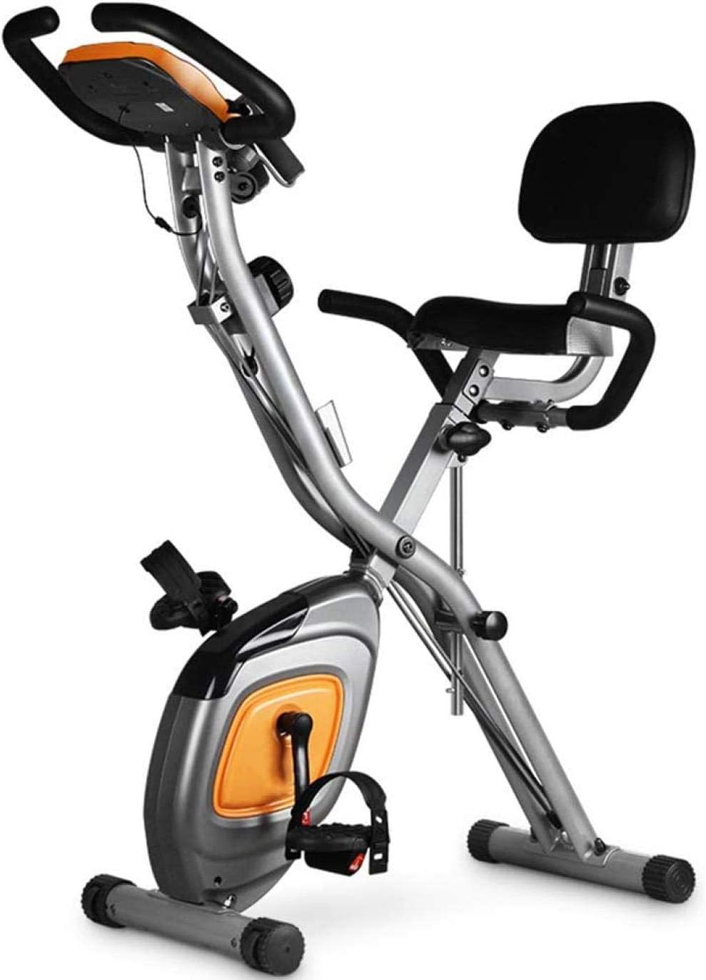 Bicicleta Ergométrica Dobrável com Faixas de Resistência, 8 Velocidades, Volante Magnético Silencioso, Show LCD, Health Cardio, Treino e Perda de Peso Atualizado