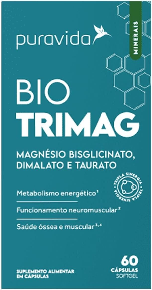 Bio Trimag 60 Cápsulas Puravida Bisciglinato Dimalato Taurat