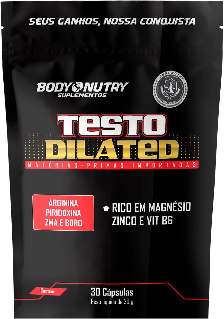 Body Nutry Vitaminas e Minerais Dilated Refil 30 Capsulas com Boro e Arginina Rico em Magnésio Zinco e Vitamina B6 Suplemento Natural
