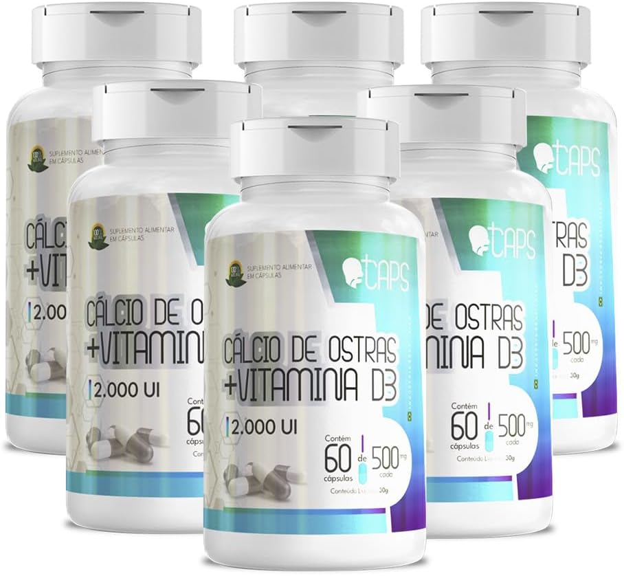 CÁLCIO DE OSTRAS C/VITAMINA D3-500MG (60 Cápsulas) +CAPS (6)