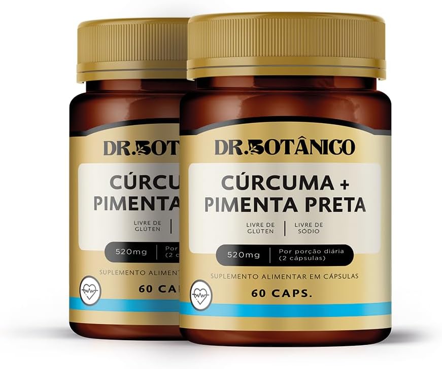 COMBO 2 UNIDADES CURCUMA + PIMENTA PRETA 520MG 60 CAPSULAS DR. BOTANICO