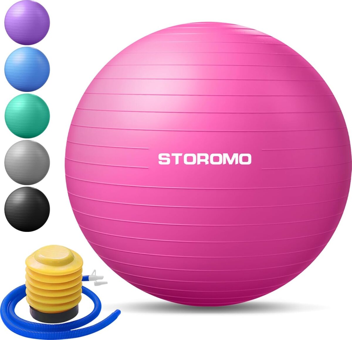 CSKJ Bola de exercícios, bola de ioga, bola de gravidez, bola de parto, bola de estabilidade, bola de treino, bola de fisioterapia, cadeira de bola de ioga (45 cm-75 cm), design antiexplosão additional grosso, com bomba rápida (75 cm, rosa)