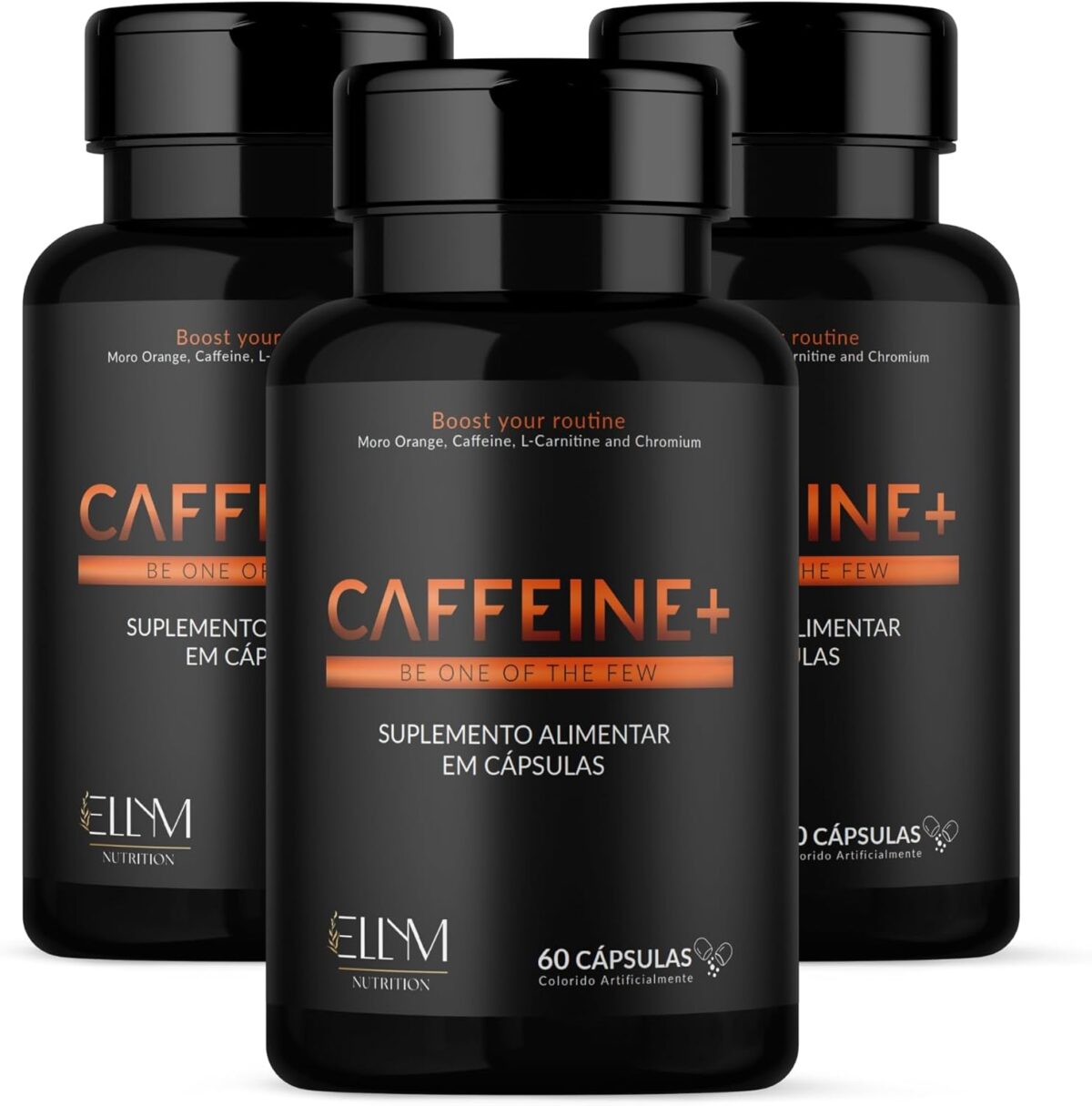 Caffeine+ 180 Cápsulas Termogênico ELLYM NUTRITION Cafeína Laranja Moro L-Carnitina Guaraná Cromo