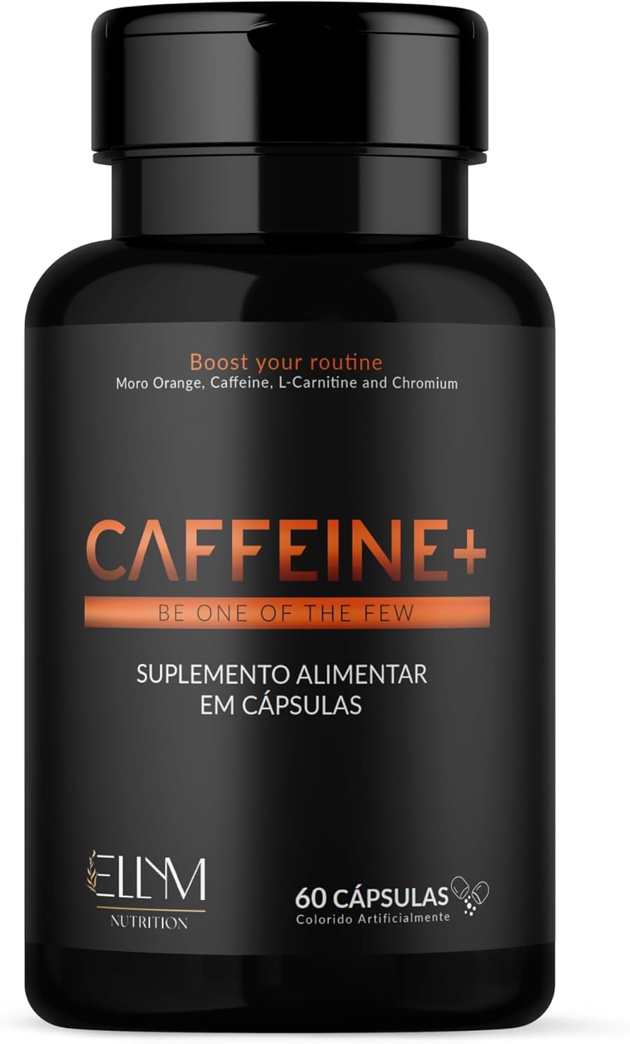Caffeine+ 60 Cápsulas Termogênico ELLYM NUTRITION Cafeína Laranja Moro L-Carnitina Guaraná Cromo