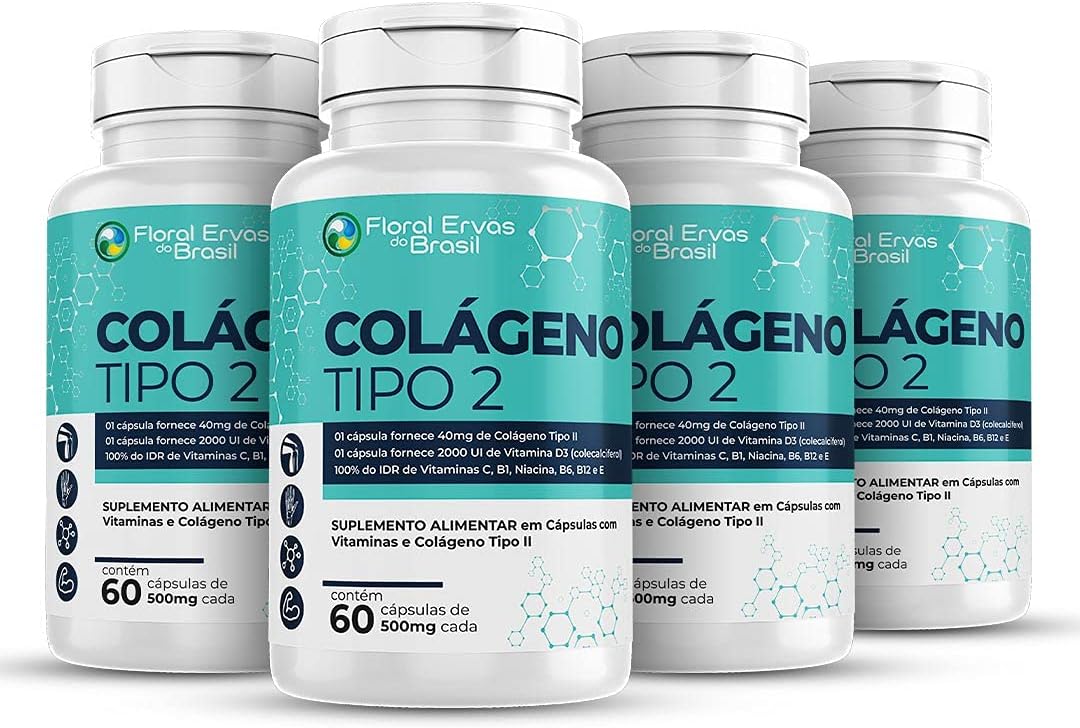 Colágeno Tipo 2 I I 4x 60 Cápsulas + Vitaminas Máx. 1 Ao Dia