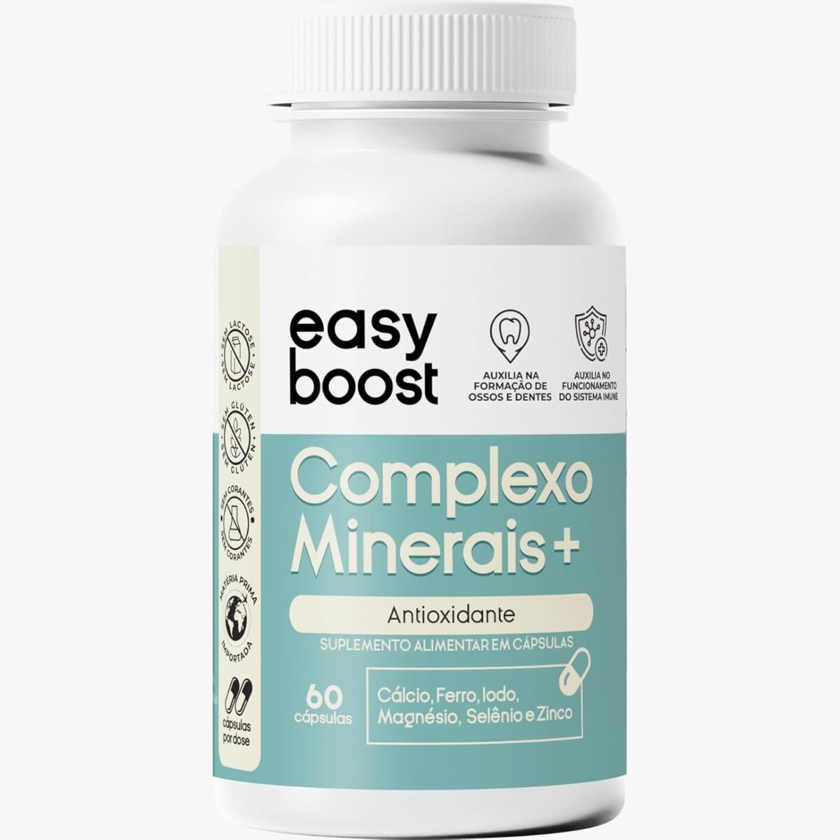 Complexo Minerais Easy Boost Cálcio Ferro Magnesio Iodo 60caps