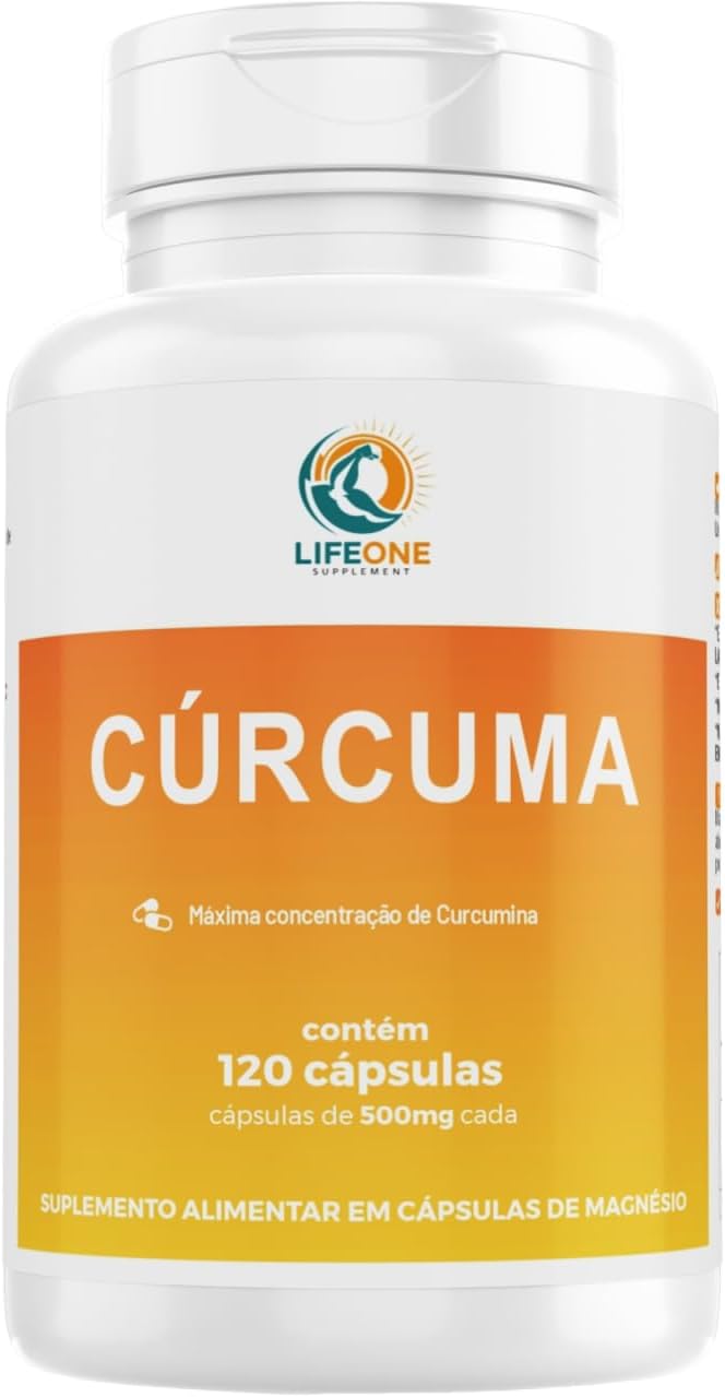Curcuma 500mg, Açafrão da Terra, Life One, 120 Cápsulas