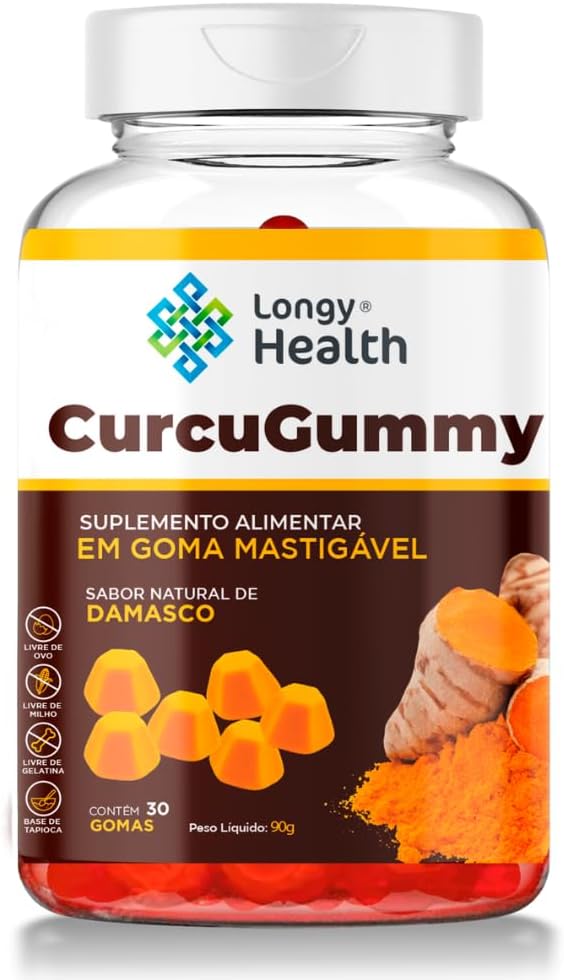 Cúrcuma Curcumina em Gomas Inflamações, Dores Articulares – Curcugammy Sabor Damasco – Longy Well being