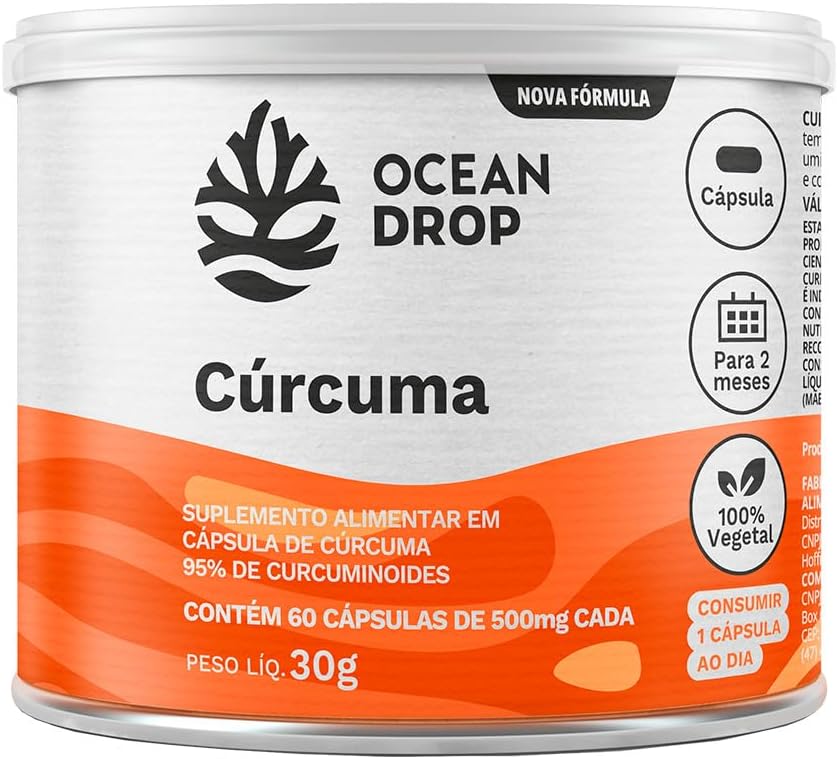 Cúrcuma padronizada Ocean Drop 95% – 60 cápsulas de 500mg