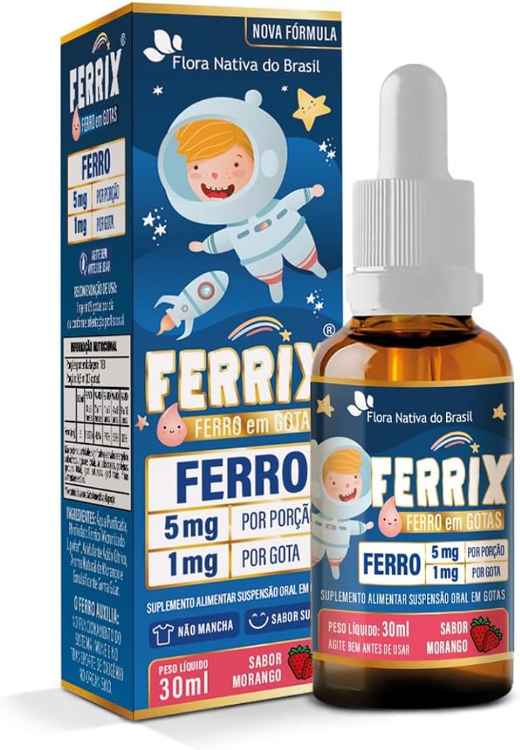 Ferrix Youngsters (Ferro 5mg/porção) Gotas 30ml Sabor Morango – Flora Nativa