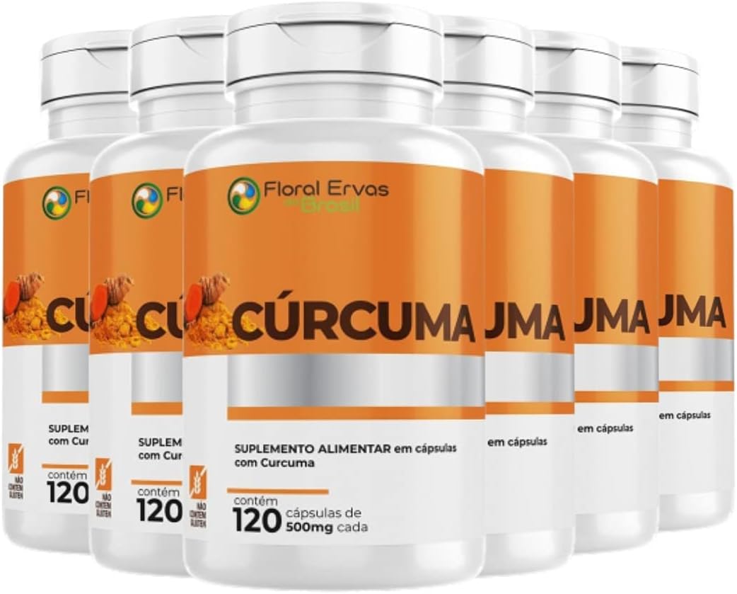 Floral Ervas do Brasil, Cúrcuma 500 mg 6x 120 Cápsula Açafrão Tumérico Açafrão Índia