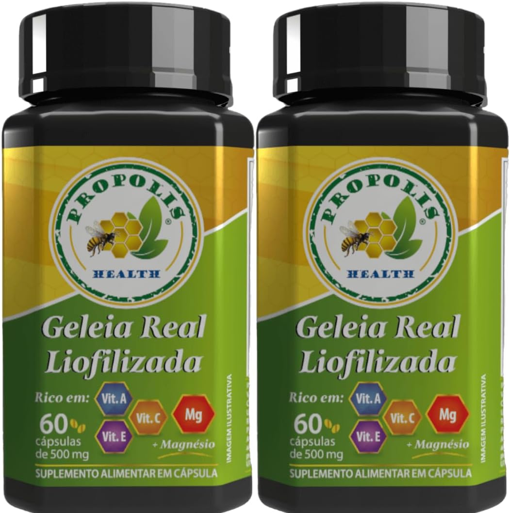 Geleia Actual pura – 15mg 10-HDA – Magnésio de Malato 300mg +Vit – KIT-2 – 120 unidades Apoio à função Cerebral – Antioxidante de Alta eficácia – Auxilia na Capacidade de defesa e Protetor Cognitivo – Otimize sua Atividade Cerebral