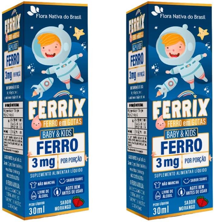 KIT 2X FERRIX (Ferro infantil) 30ml – Flora Nativa Sabor:Morango