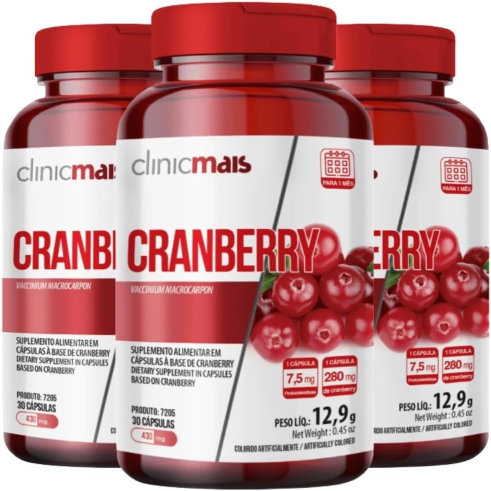 KIT 3X Cranberry 30 cápsulas – Clinicmais