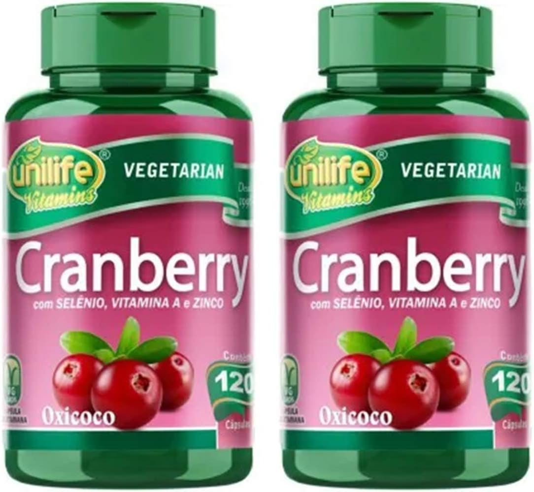 Equipment com 2 Frascos de Cranberry Oxicoco Unilife 120 Capsulas 500mg