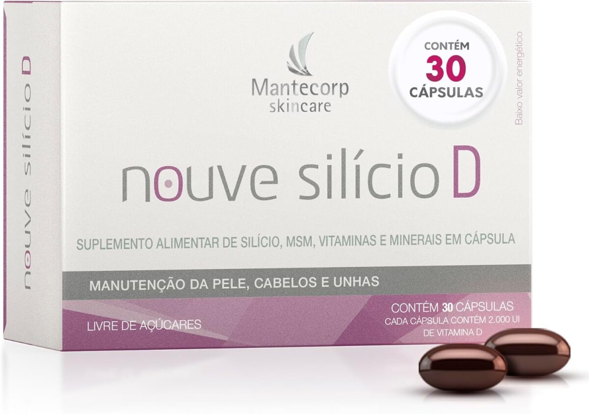 MANTECORP - Nutracêutico Nouve Silício D - Fortalece Pele Cabelo e Unhas - Colágeno, Reduz Queda Capilar, Benefícios Duradouros - 30 Cápsulas